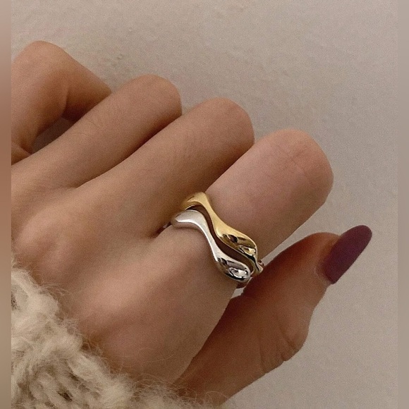 18k Gold Plated 925 Sterling Silver Open Adjustable Stacking Ring - Picture 4 of 7